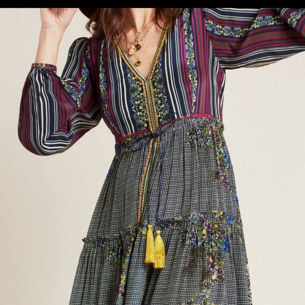 Anthro Bhanuni by Jyoti Tiered Maxi Dress.Size 10 - Picture 5 of 15